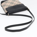 BURBERRY Nova Check Shoulder Bag Canvas Leather Beige Black Silver Auth 91272-7