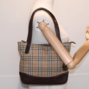 BURBERRY Nova Check Tote Bag Canvas Beige Auth 91273-21