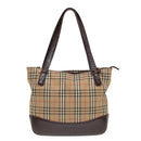 BURBERRY Nova Check Tote Bag Canvas Beige Auth 91273-2