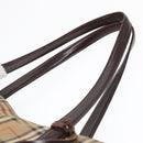 BURBERRY Nova Check Tote Bag Canvas Beige Auth 91273-8