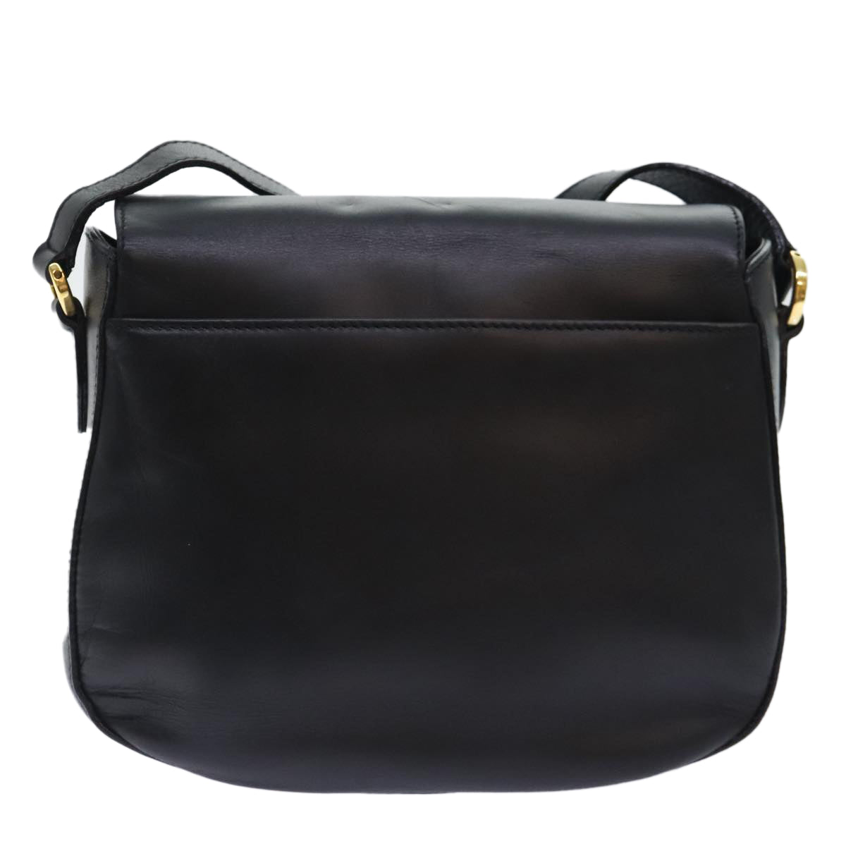 Salvatore Ferragamo Gancini Shoulder Bag Leather Black Gold Auth 91278