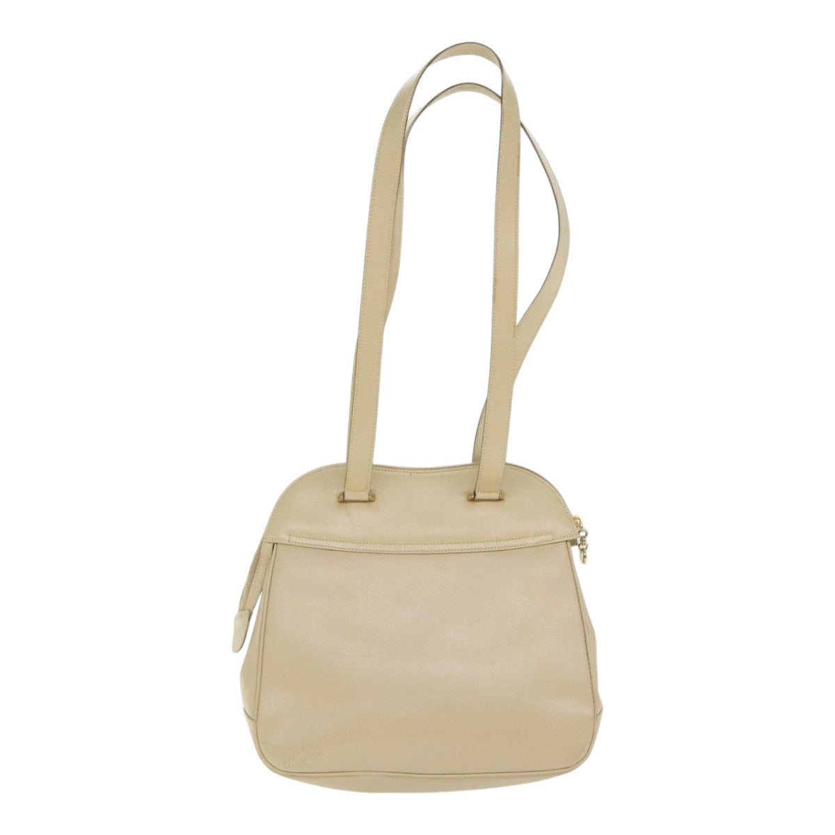 Salvatore Ferragamo Gancini Shoulder Bag Leather Beige Gold Auth 91285 - 0