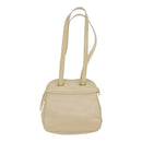 Salvatore Ferragamo Gancini Shoulder Bag Leather Beige Gold Auth 91285-2