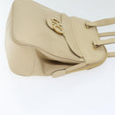 Salvatore Ferragamo Gancini Shoulder Bag Leather Beige Gold Auth 91285-3