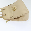 Salvatore Ferragamo Gancini Shoulder Bag Leather Beige Gold Auth 91285-4