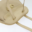 Salvatore Ferragamo Gancini Shoulder Bag Leather Beige Gold Auth 91285-6