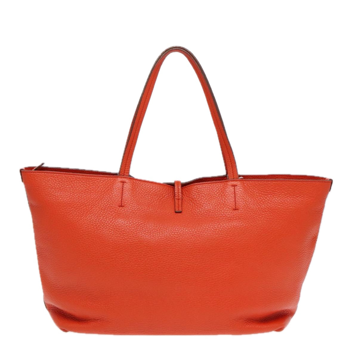 Salvatore Ferragamo Gancini Tote Bag Leather Orange Gold Auth 91286