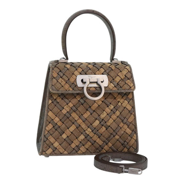 Salvatore Ferragamo Hand Bag Cork 144/500 2way Brown Auth 91289SV