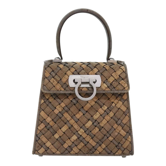 Salvatore Ferragamo Hand Bag Cork 144/500 2way Brown Auth 91289SV