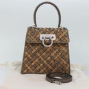 Salvatore Ferragamo Hand Bag Cork 144/500 2way Brown Auth 91289SV-12