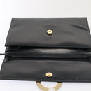 CELINE Shoulder Bag Leather Navy Gold Auth 91291-18