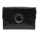 CELINE Shoulder Bag Leather Navy Gold Auth 91291-13