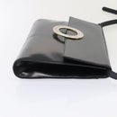 CELINE Shoulder Bag Leather Navy Gold Auth 91291-3