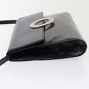 CELINE Shoulder Bag Leather Navy Gold Auth 91291-4