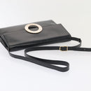 CELINE Shoulder Bag Leather Navy Gold Auth 91291-7