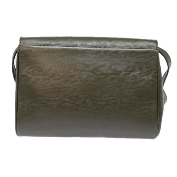 CELINE Circle Shoulder Bag Leather Khaki Gold Auth 91293 - 0