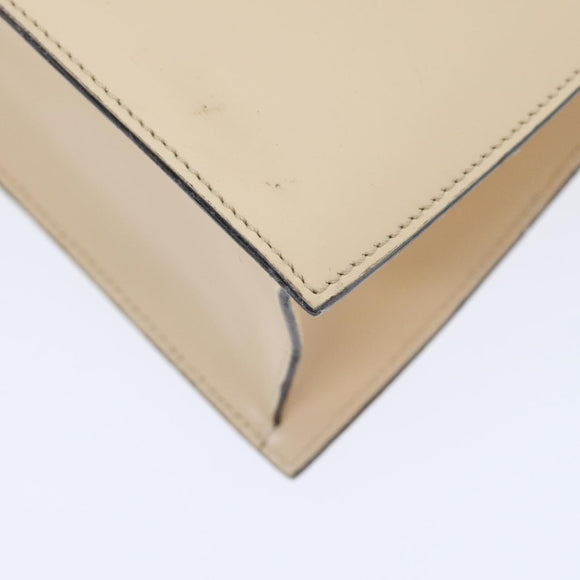CELINE Handtasche Leder 2-Wege Creme Gold Auth 91296