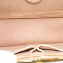 CELINE Hand Bag Leather 2way Cream Gold Auth 91296-10