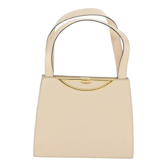 CELINE Handtasche Leder 2-Wege Creme Gold Auth 91296