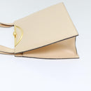 CELINE Hand Bag Leather 2way Cream Gold Auth 91296-4