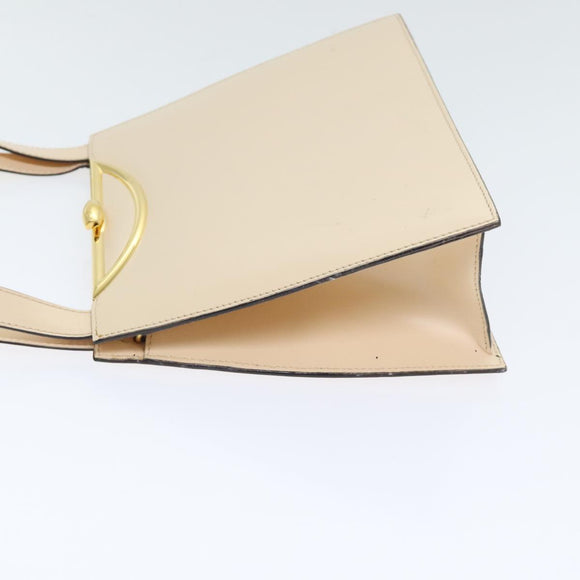 CELINE Hand Bag Leather 2way Cream Gold Auth 91296
