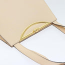 CELINE Hand Bag Leather 2way Cream Gold Auth 91296-6