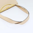 CELINE Hand Bag Leather 2way Cream Gold Auth 91296-7