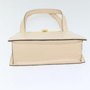 CELINE Hand Bag Leather 2way Cream Gold Auth 91296-5