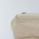 CHANEL Chain Shoulder Bag Punching leather White Silver CC Auth 91310-10