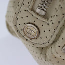 CHANEL Chain Shoulder Bag Punching leather White Silver CC Auth 91310-18