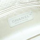 CHANEL Chain Shoulder Bag Punching leather White Silver CC Auth 91310-19