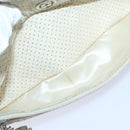 CHANEL Chain Shoulder Bag Punching leather White Silver CC Auth 91310-24