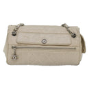 CHANEL Chain Shoulder Bag Punching leather White Silver CC Auth 91310-13