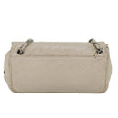 CHANEL Chain Shoulder Bag Punching leather White Silver CC Auth 91310-2