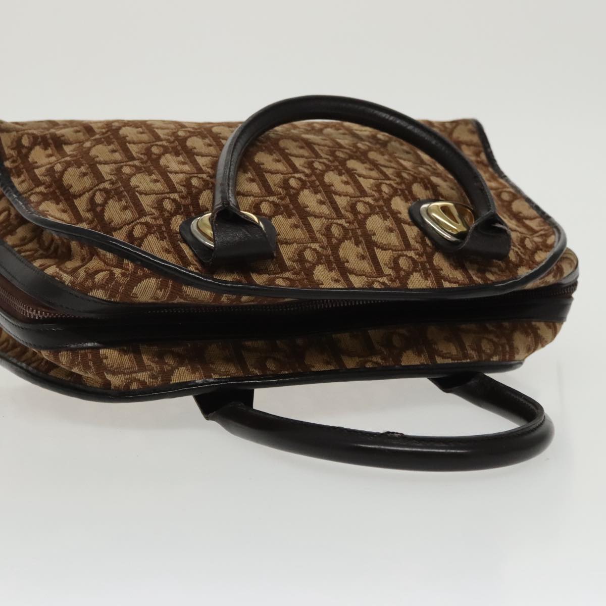 Christian Dior Trotter Canvas Hand Bag Brown Auth 91325