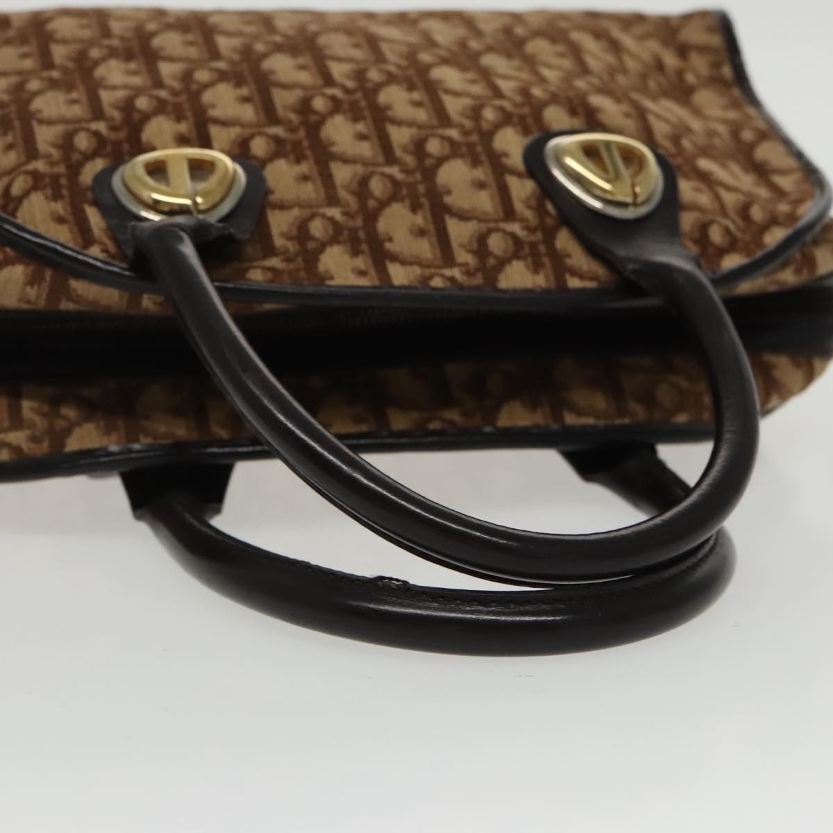 Christian Dior Trotter Canvas Hand Bag Brown Auth 91325