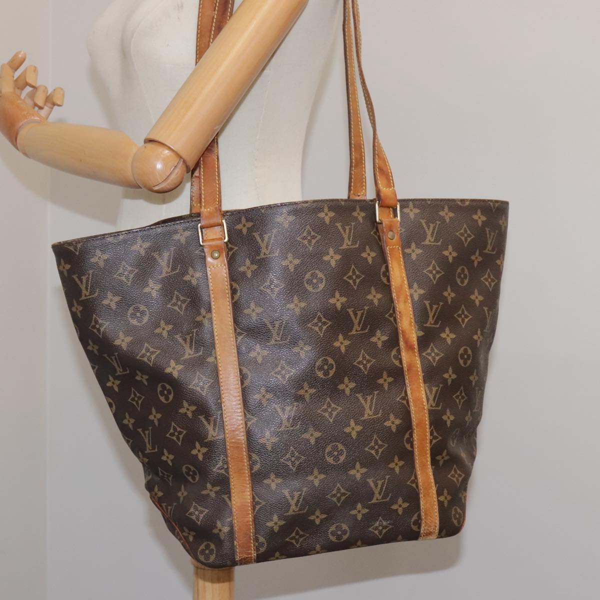 LOUIS VUITTON Monogram Sac Shopping Tote Bag M51108 LV Auth 91329