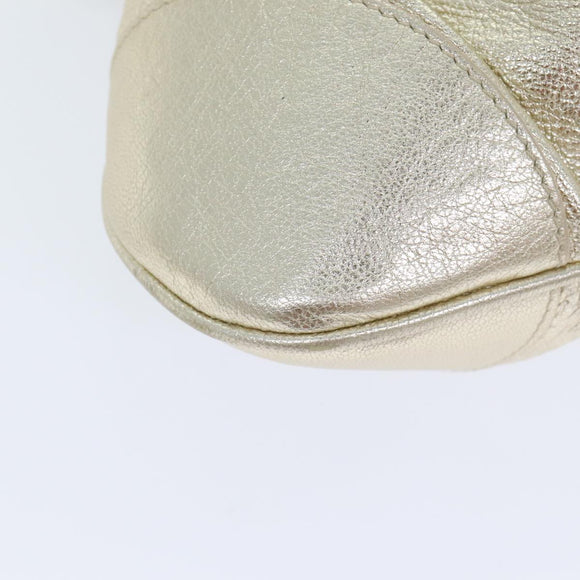 Salvatore Ferragamo Gancini Hand Bag Leather Gold Tone Gold Auth 91343AV