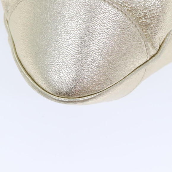 Salvatore Ferragamo Gancini Hand Bag Leather Gold Tone Gold Auth 91343AV