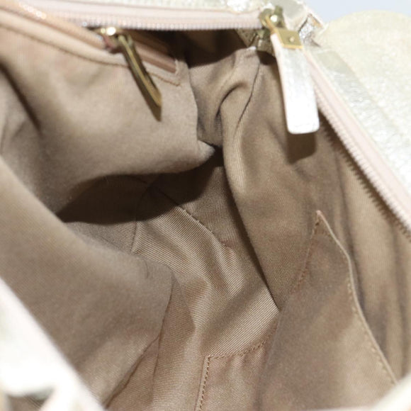 Salvatore Ferragamo Gancini Hand Bag Leather Gold Tone Gold Auth 91343AV