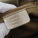 Salvatore Ferragamo Gancini Hand Bag Leather Gold Tone Gold Auth 91343AV-11