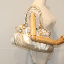 Salvatore Ferragamo Gancini Hand Bag Leather Gold Tone Gold Auth 91343AV-22