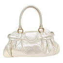 Salvatore Ferragamo Gancini Hand Bag Leather Gold Tone Gold Auth 91343AV-2