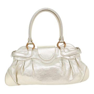 Salvatore Ferragamo Gancini Hand Bag Leather Gold Tone Gold Auth 91343AV - 0