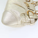 Salvatore Ferragamo Gancini Hand Bag Leather Gold Tone Gold Auth 91343AV-3