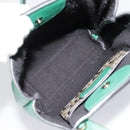 Salvatore Ferragamo Hand Bag Leather 2way Green Gold Auth 91385V-10