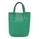 Salvatore Ferragamo Hand Bag Leather 2way Green Gold Auth 91385V-13