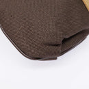 Salvatore Ferragamo Gancini Shoulder Bag Nylon Leather Brown Gold Auth 91386V-10