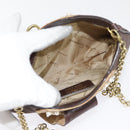 Salvatore Ferragamo Gancini Shoulder Bag Nylon Leather Brown Gold Auth 91386V-11