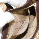Salvatore Ferragamo Gancini Shoulder Bag Nylon Leather Brown Gold Auth 91386V-22